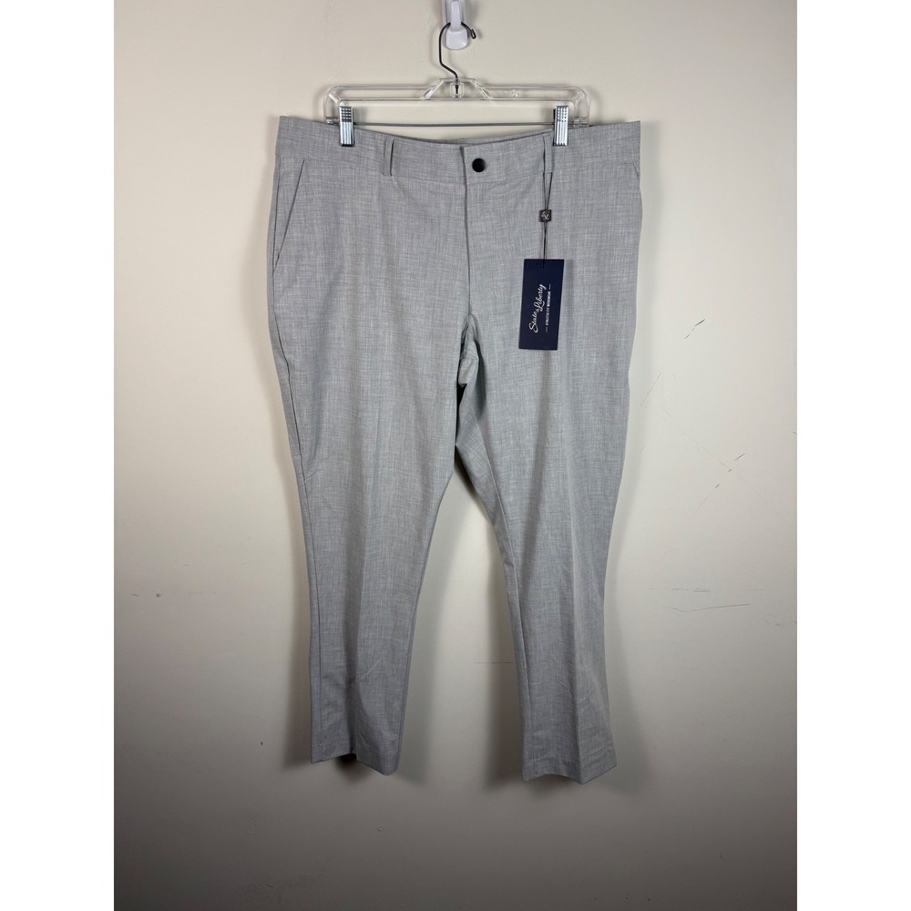 State & Liberty Athletic Fit Stretch Suit Pants Heathered Light Grey 40x31 NEW